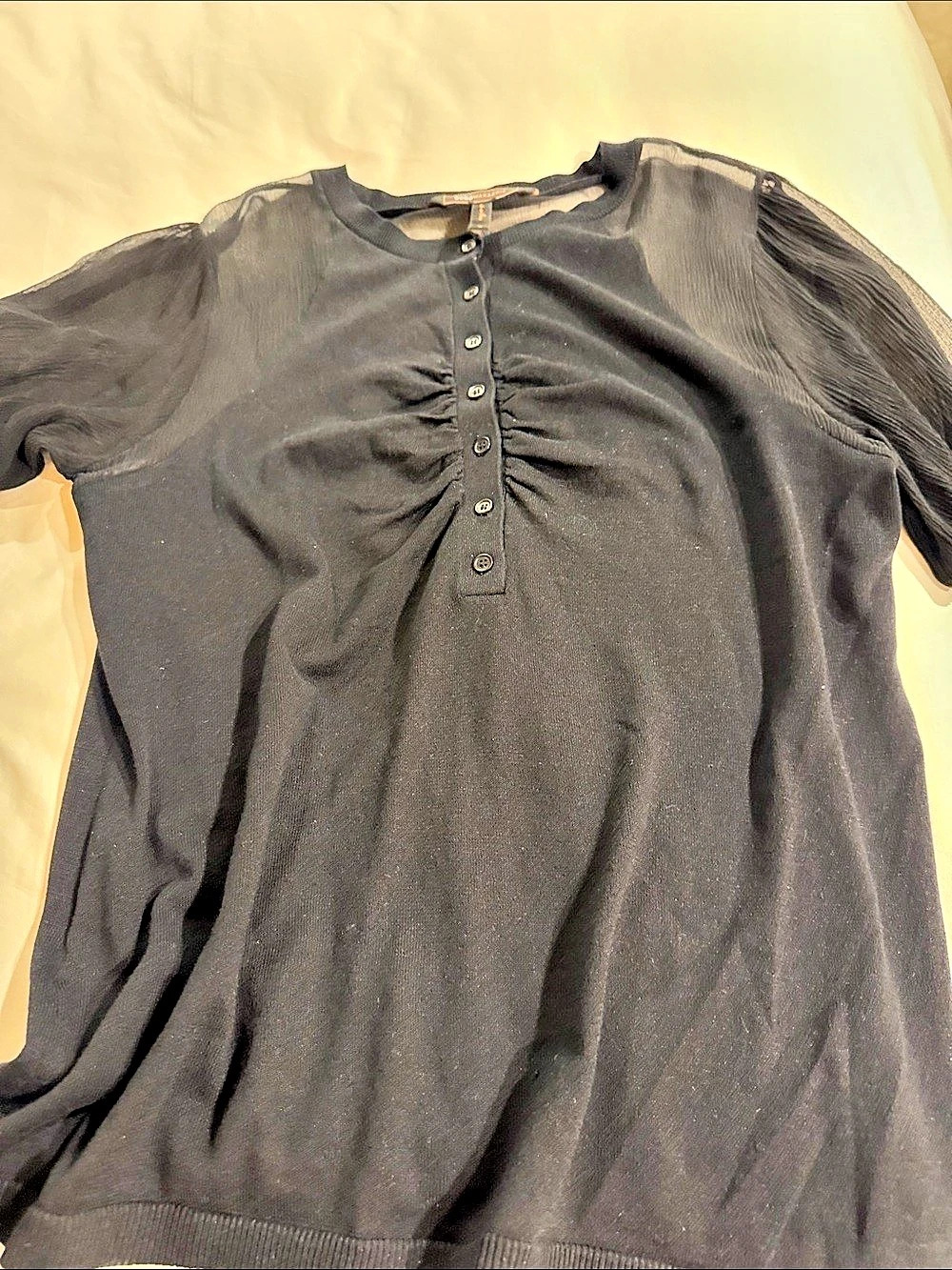 BCBGMAXAZRIA Black Button Front Top Size Medium Like New